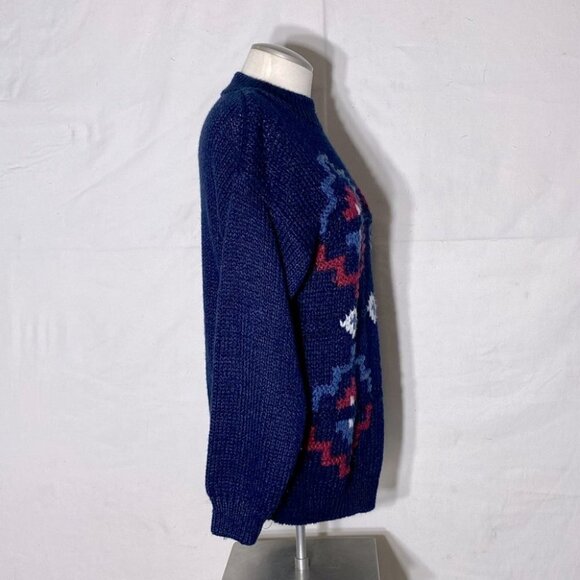 Vintage The Bay Principles Blue Ramie Acrylic Blend Crew Neck Knit Sweater M - Picture 4 of 11